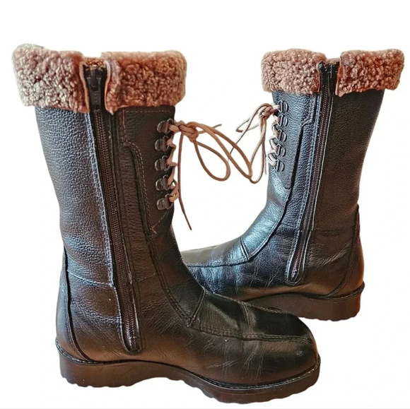 Saute Mouton Colombe Women's Leather Zipper Fall Winter Combat Boots Black Sz 36 - Picture 7 of 11